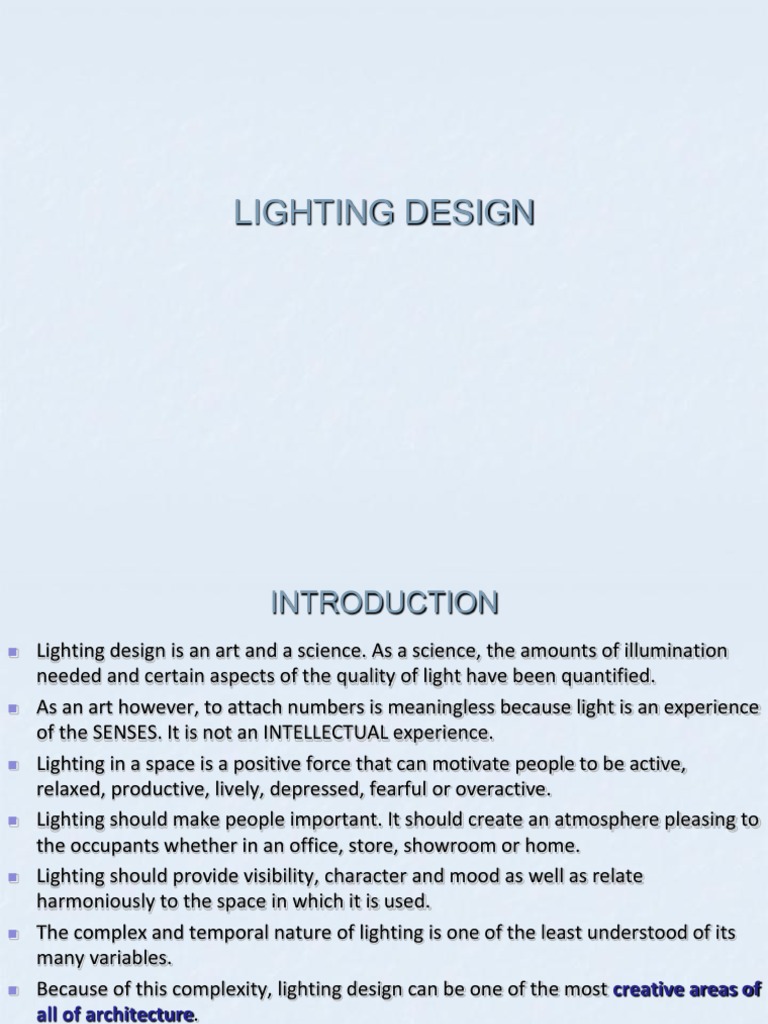 Lighting Design PDF Lighting Interior Design