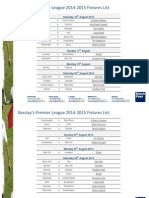 Premier League 2014-2015 Fixtures