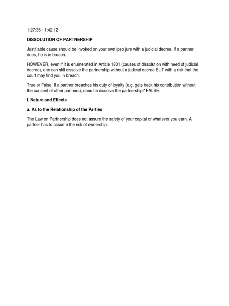 Partnership Dissolution Guidelines | PDF