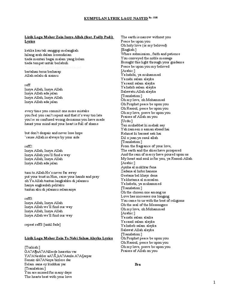 Kumpulan Lirik Lagu Nasyid2 Abrahamic Religions Religious