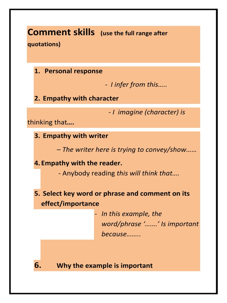 Comment Skills | PDF