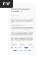 Reform Government Surveillance Coalition Letter on USA Freedom Act