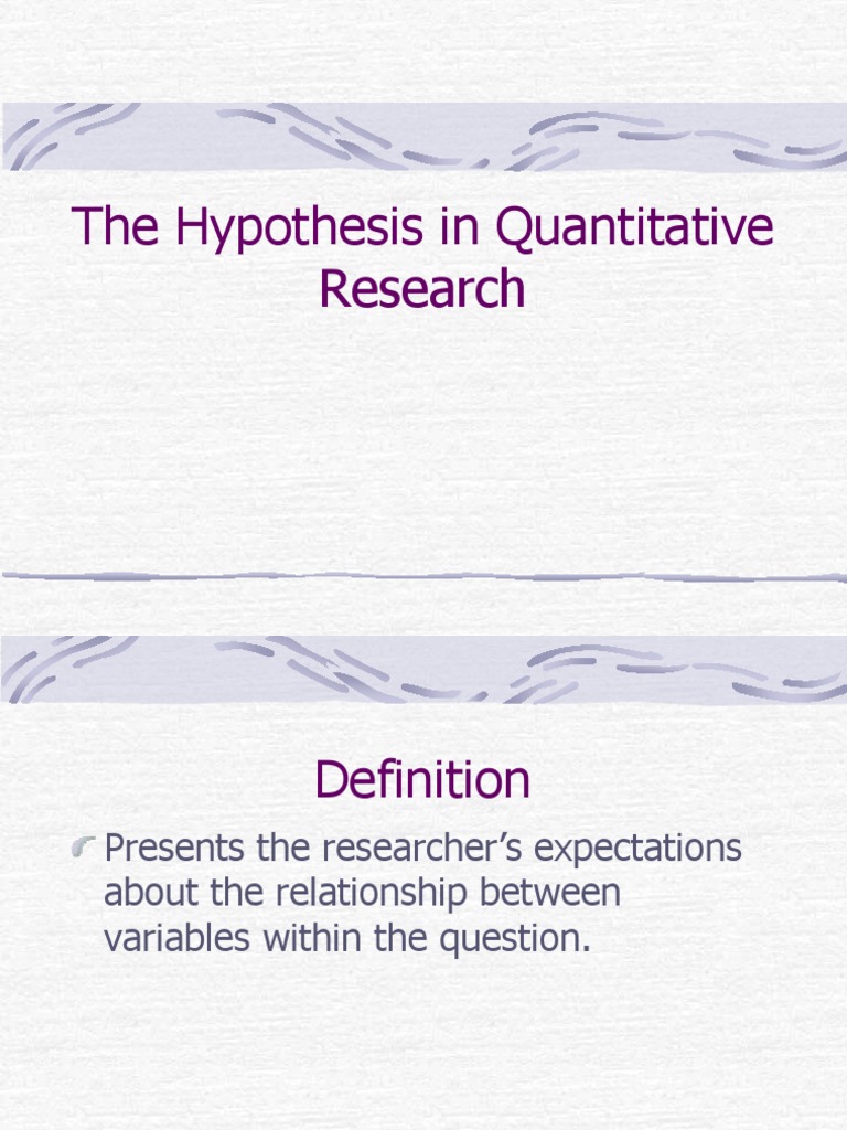 hypothesis in quantitative research pdf