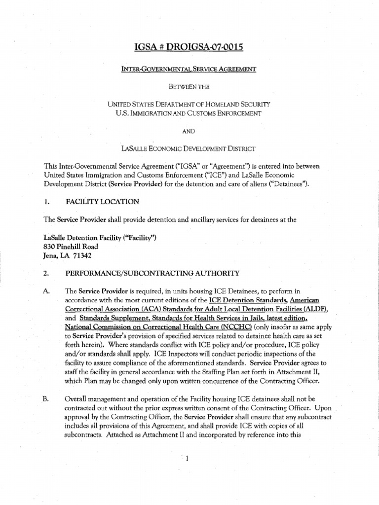 LaSalle Economic Development District (Jena, LA) IGSA With ICE PDF