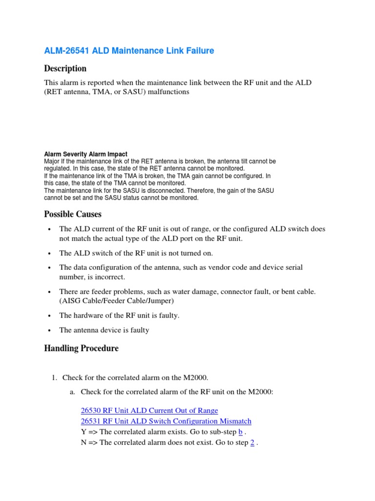 ALD Maintenance Link Failure Guide | PDF | Computer Hardware ...