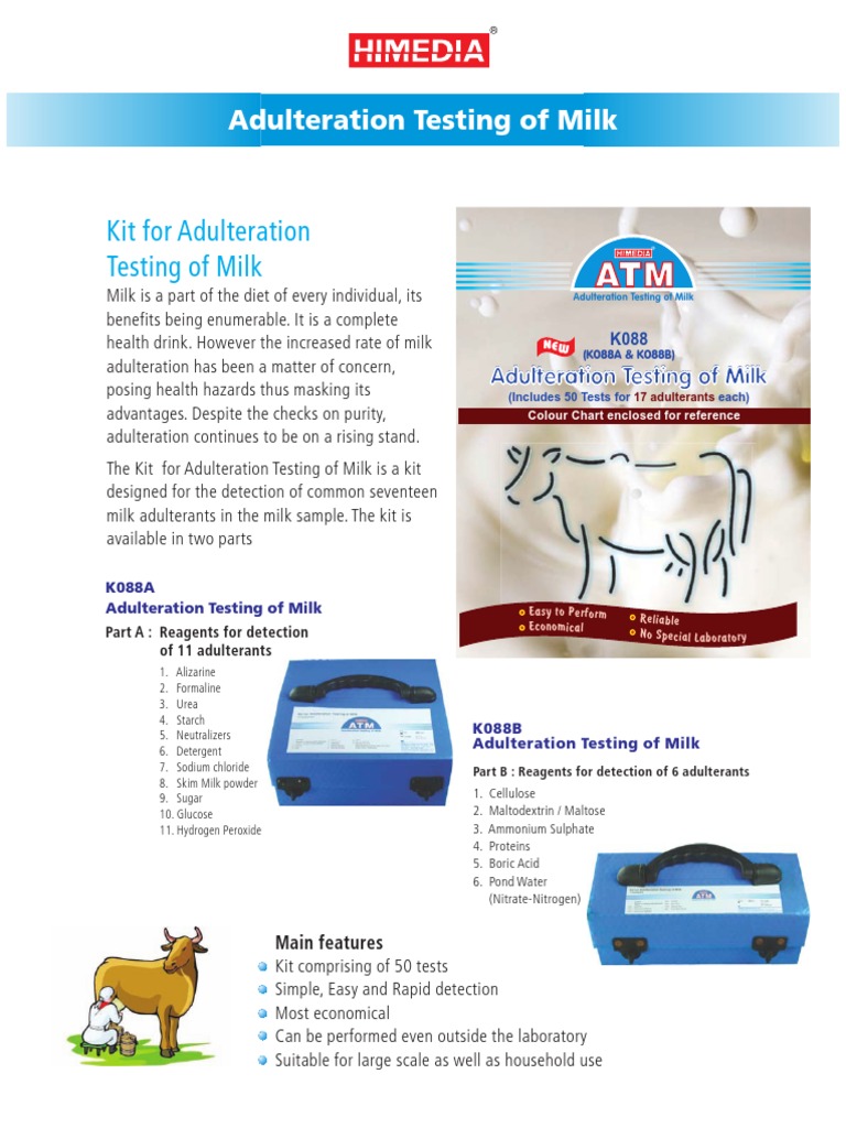 Adulteration Testing of Milk | PDF