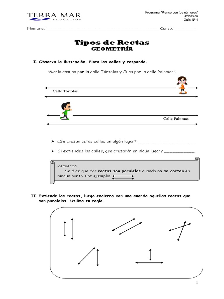 Hoja De Trabajo De Paralelas Y Perpendiculares Línea: Dibujo Con