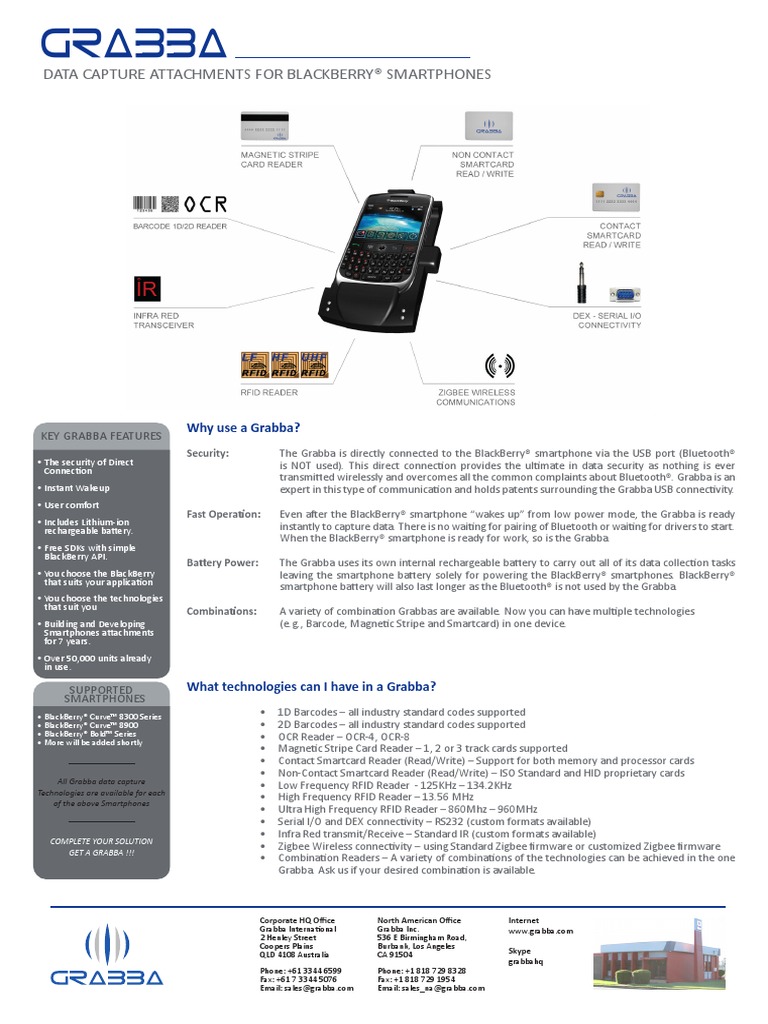 Grabba Data Capture Attachments | PDF | Bluetooth | Smartphone