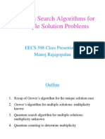 Quantum Search Algorithms For Multiple Solution Problems: EECS 598 Class Presentation Manoj Rajagopalan
