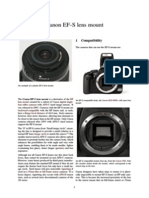 An In-Depth Look at the Canon EF-S Lens Mount: Its Compatibility, Design  Features, and Role in Canon's Lens Ecosystem, PDF, Camera Lens