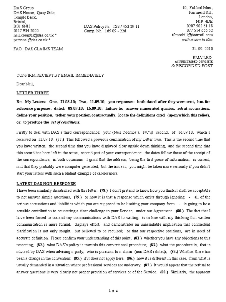 10 09 21 Das Letter Three, TC | PDF | Law