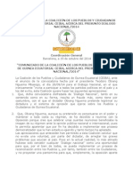 COMUNICADO DE LA COALICIÓN DE LOS PUEBLOS Y CIUDADANOS DE GUINEA ECUATORIAL CEIBA, ACERCA DEL PRESUNTO DIÁLOGO NACIONAL/2014