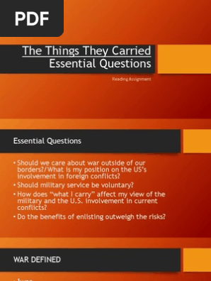 the things they carried- claim evidence reading activity