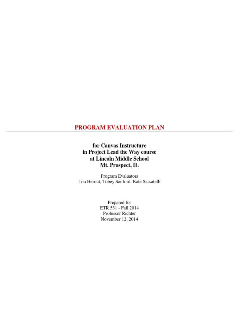 Etr531 Finalevalplan Lou Tobey Kate | PDF | Evaluation | Traffic Light