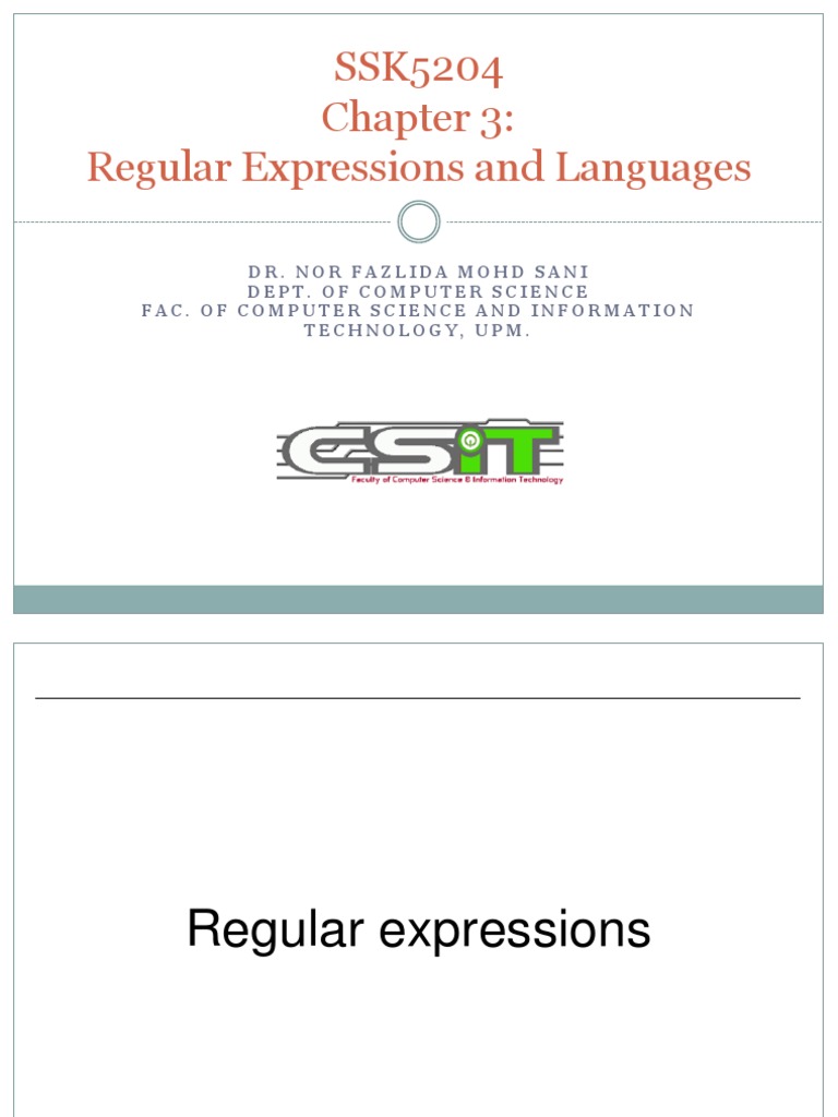 Regular Expressions in Computer Science | PDF | Regular Expression ...