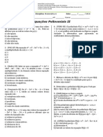 Lista - Equacoes Polinomiais_II_2014