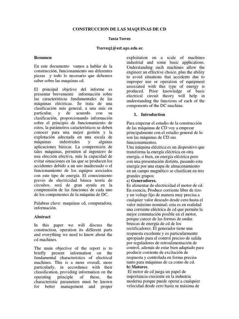 Construccion de Las Maquinas de CD | PDF | Generador eléctrico | Motor ...
