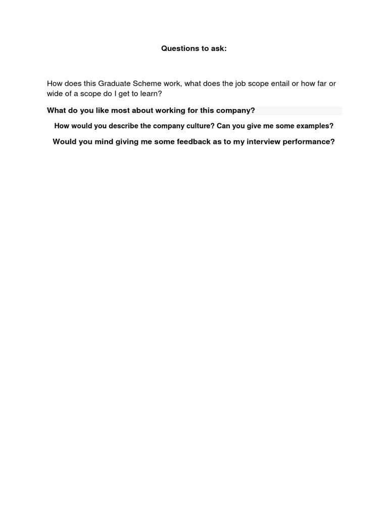 Interview Questions | PDF | Career & Growth