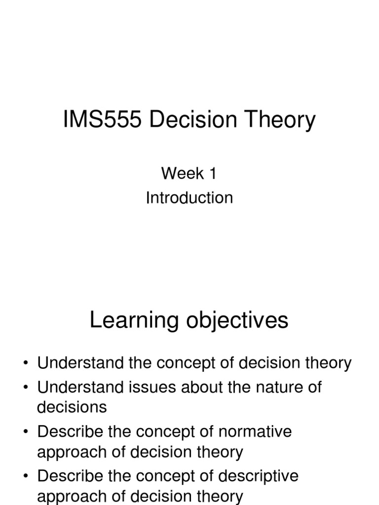 Introduction to Decision Theory | PDF | Decision Theory | Rationality