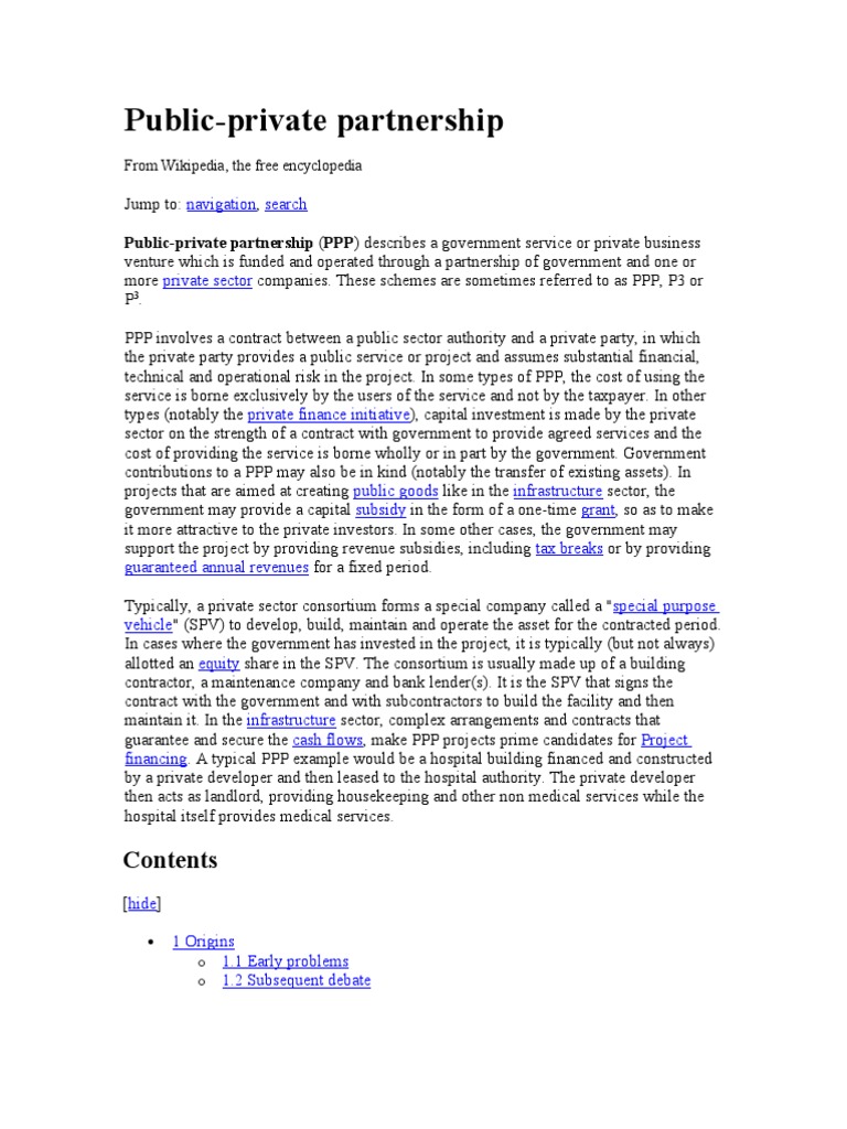 Public Private Partnership | PDF | Public–Private Partnership | Finance ...
