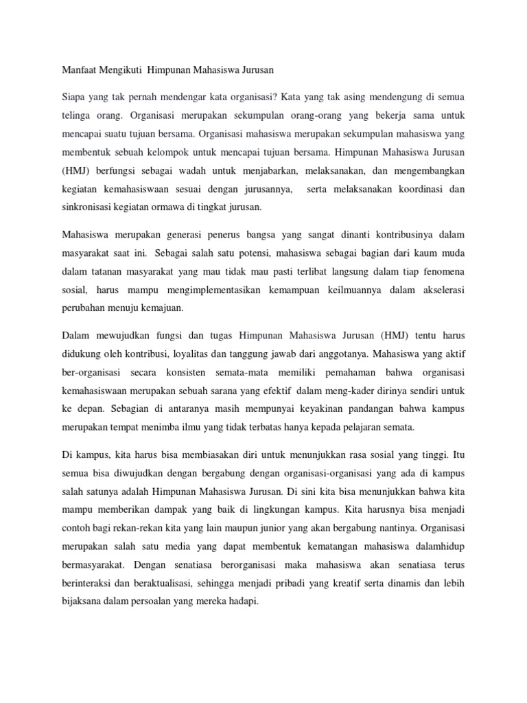 Manfaat Mengikuti Himpunan Mahasiswa Jurusan