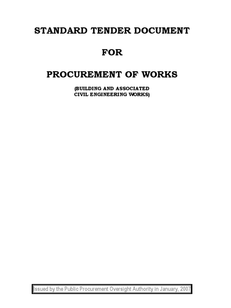 Standard Tender Document for Works | PDF | General Contractor | Employment