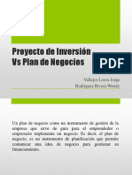 Proyecto de Inversión vs Plan de Negocios