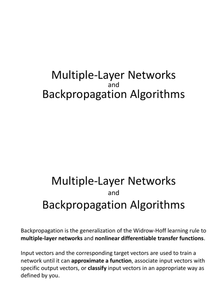 Backpropagation in Multi-Layer Networks | PDF | Computational Science ...