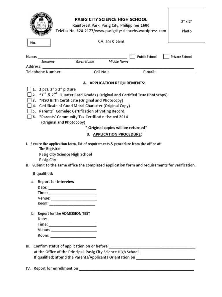 Https Pasigcitysciencehs - Files.wordpress - Com 2013 11 Application ...