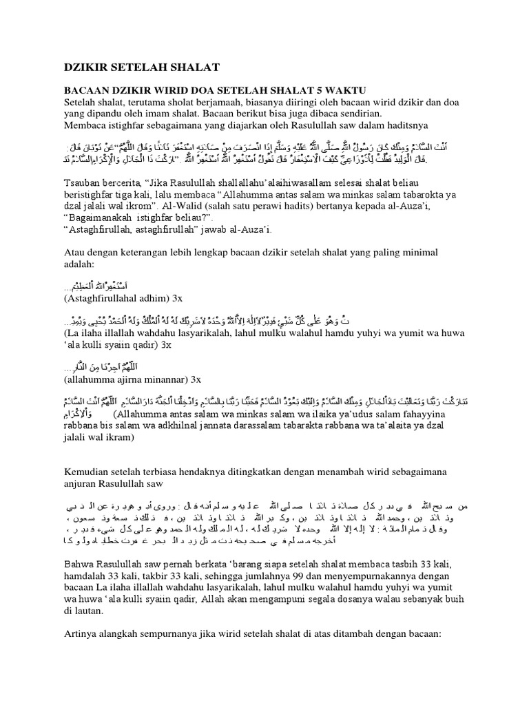 Doa Setelah Sholat Allahumma Antassalam