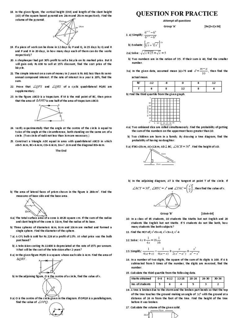 Question For Practice: X X X X | PDF | Area | Geometric Shapes