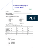National Science Olympiad Answer Sheet: Meteorology 2005