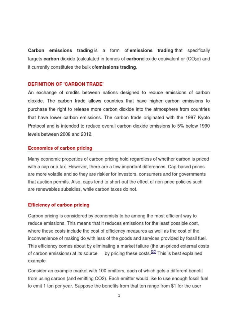 Carbon Emissions Trading Explained | PDF | Emissions Trading | Clean ...