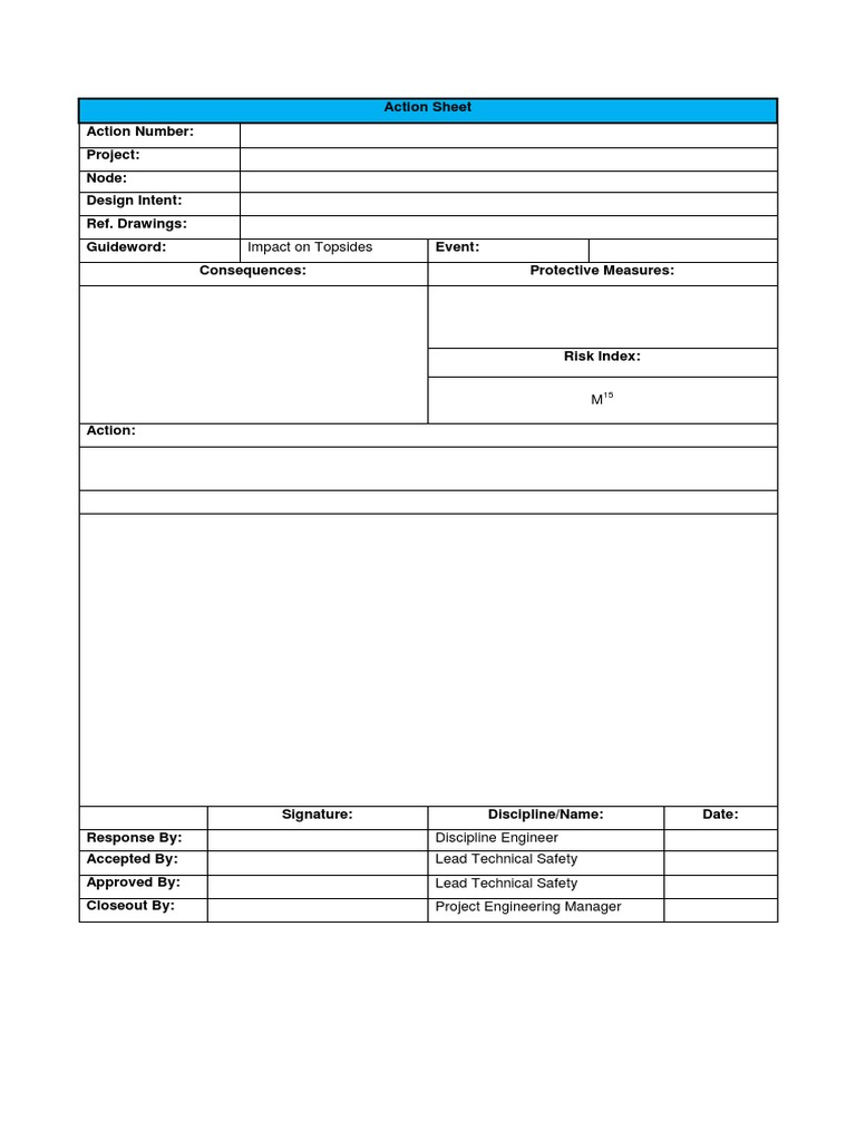 Action Sheet for Project Risk Management | PDF
