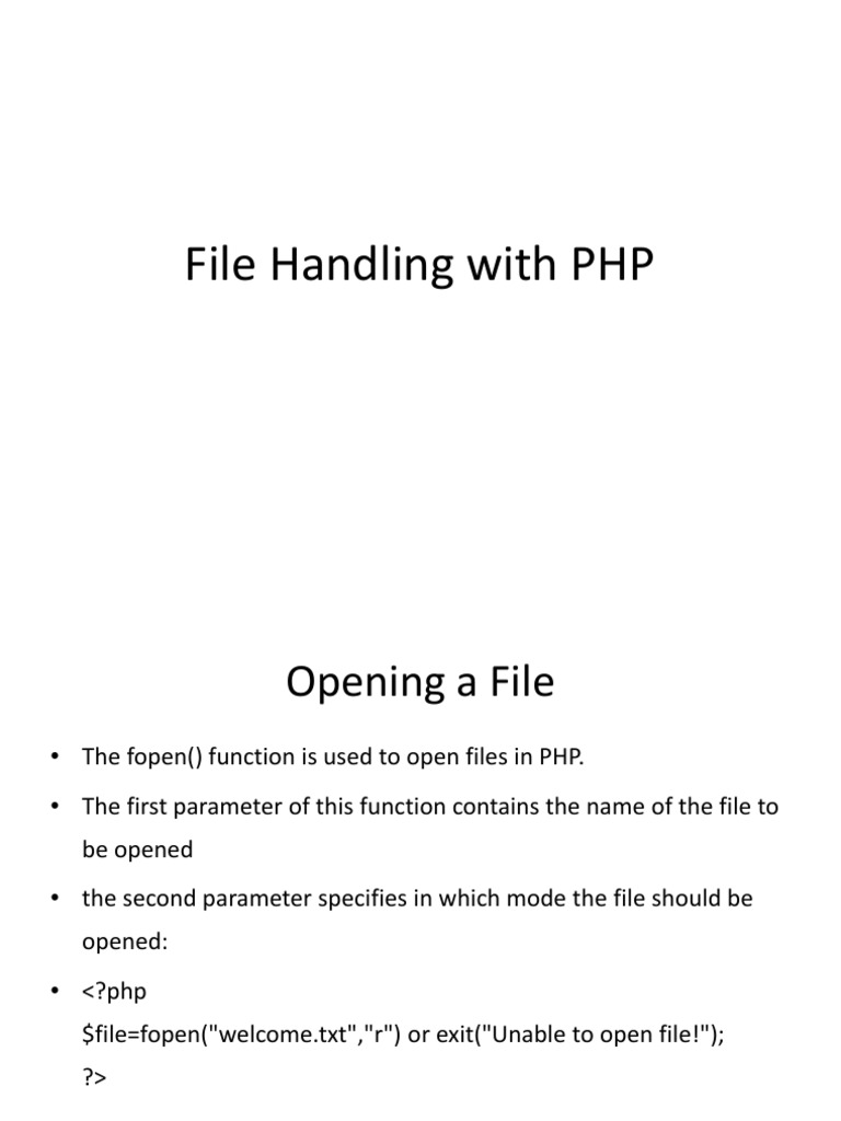 File Handling in PHP Download Free PDF Php Computer File