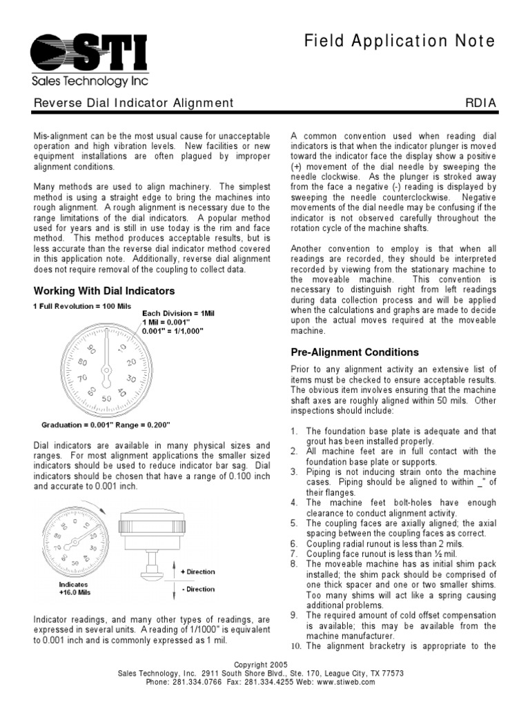 Field Application Note Reverse Dial Indicator Alignment Rdia Download Free PDF Transmission