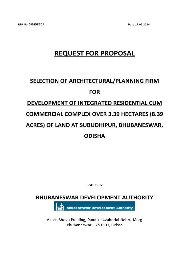 RFP for Integrated Complex in Subudhipur | PDF | Request For Proposal ...