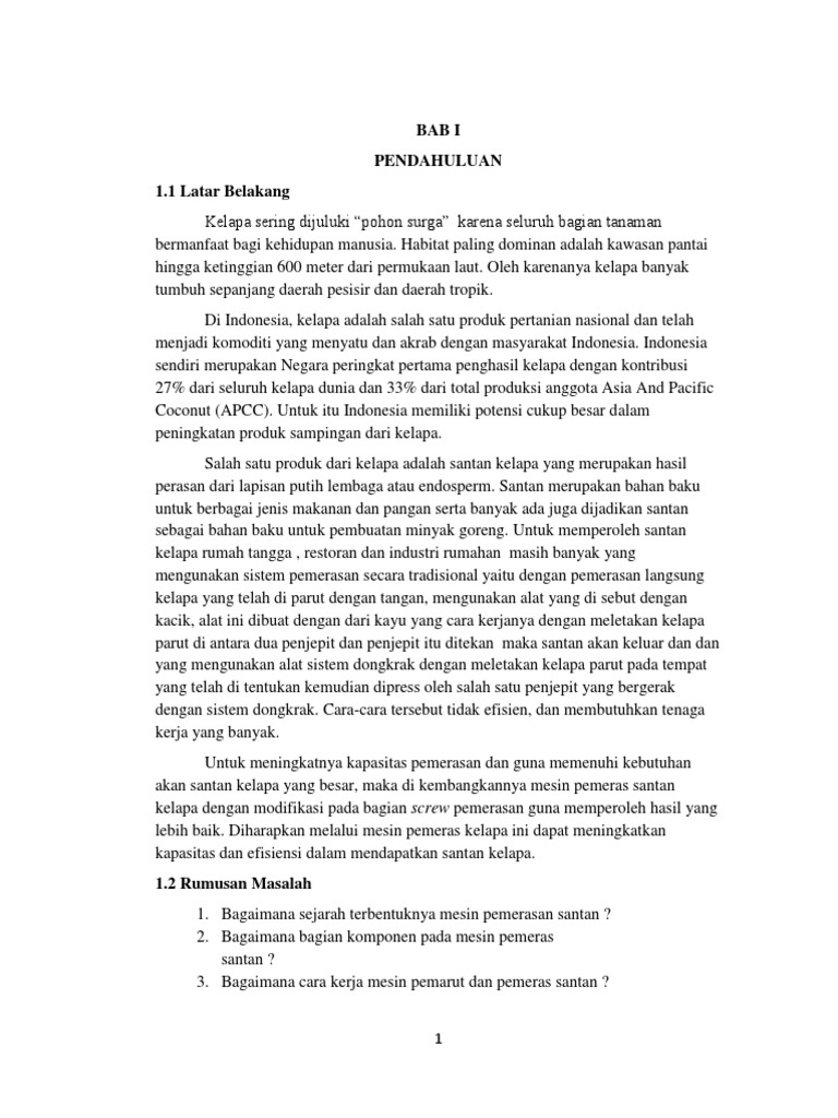 Laporan mesin pemeras santan