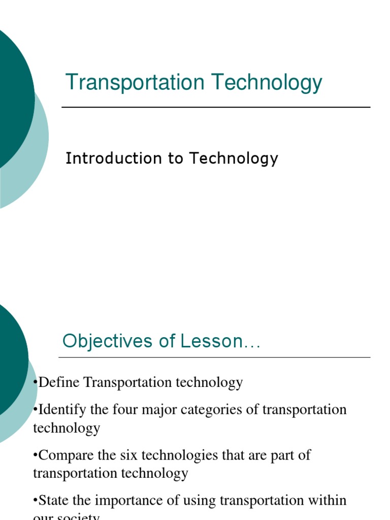 Overview of Transportation Technology | PDF | Mode Of Transport | Rail ...