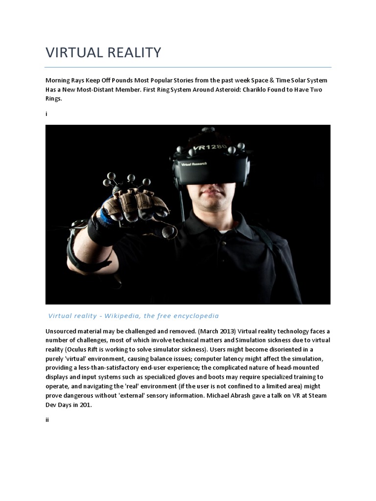 Overview of Virtual Reality Technology | PDF | Virtual Reality | Oculus Vr