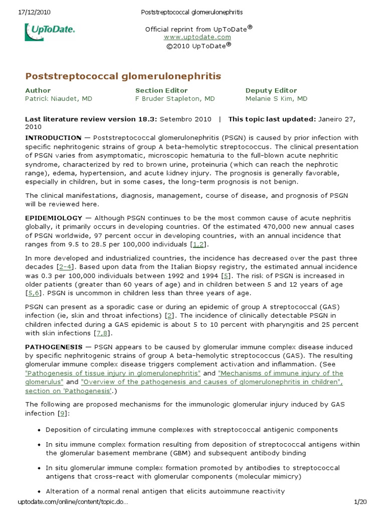 6 Poststreptococcal Glomerulonephritis PDF Kidney Disease Internal Medicine