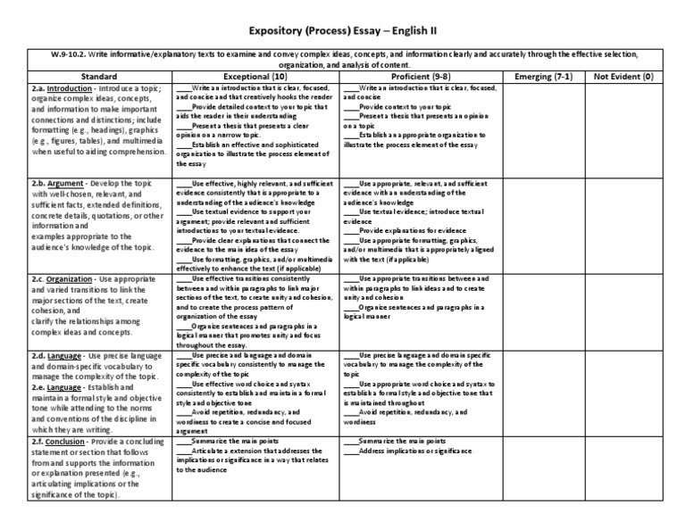 Expository (Process) Essay - English II: Standard Exceptional (10 ...