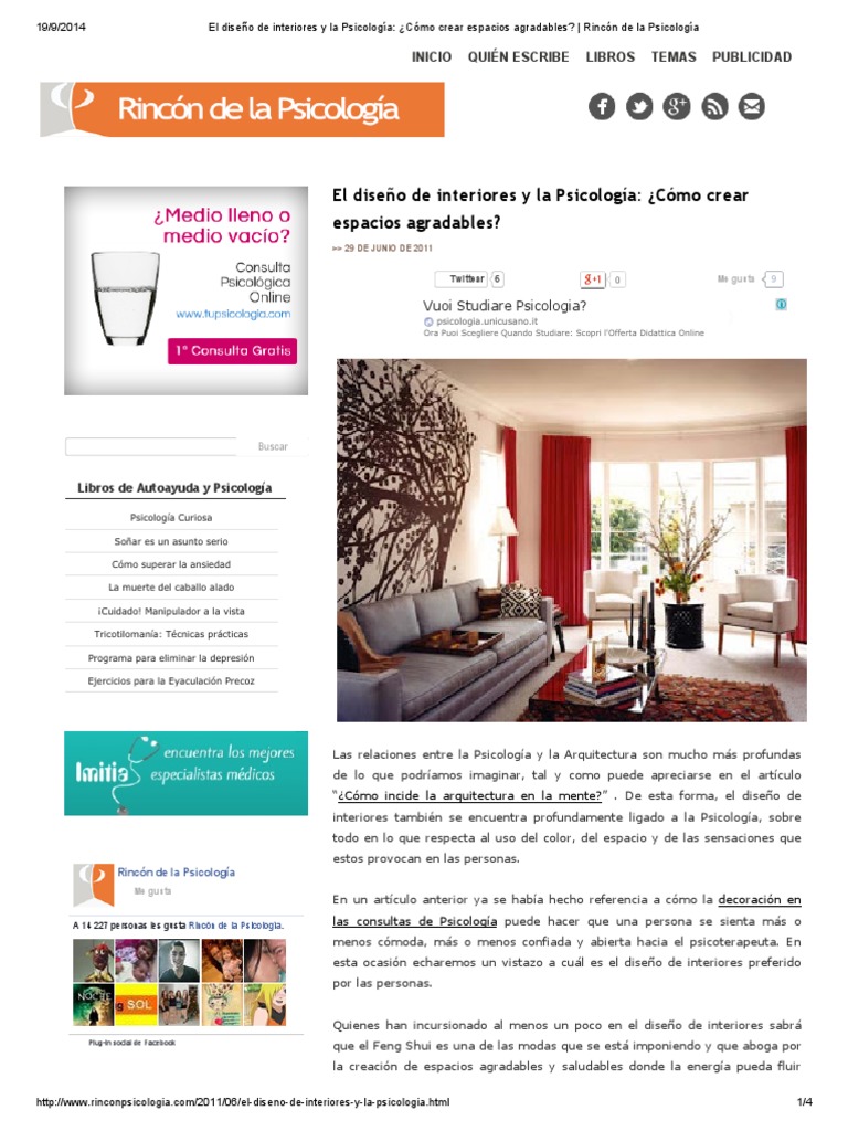El Diseño de Interiores y La Psicología ¿Cómo Crear Espacios Agradables ...