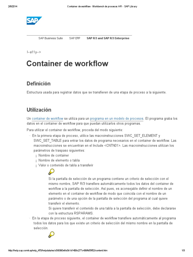 Container de Workflow - Workbench de Procesos HR - SAP Library | PDF ...