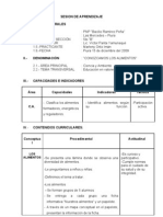 Sesión de Aprendizaje Los Alimentos 5to Gr.