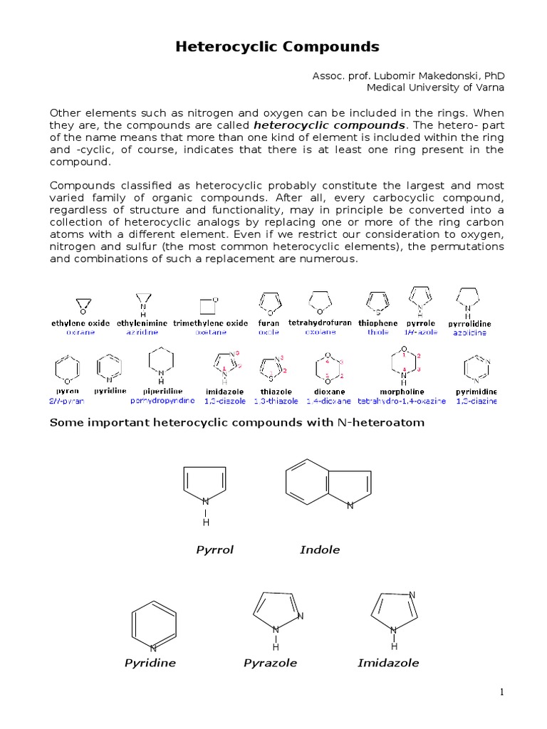 Heterocyclic Compounds Overview | PDF | Pyridine | Heterocyclic Compound