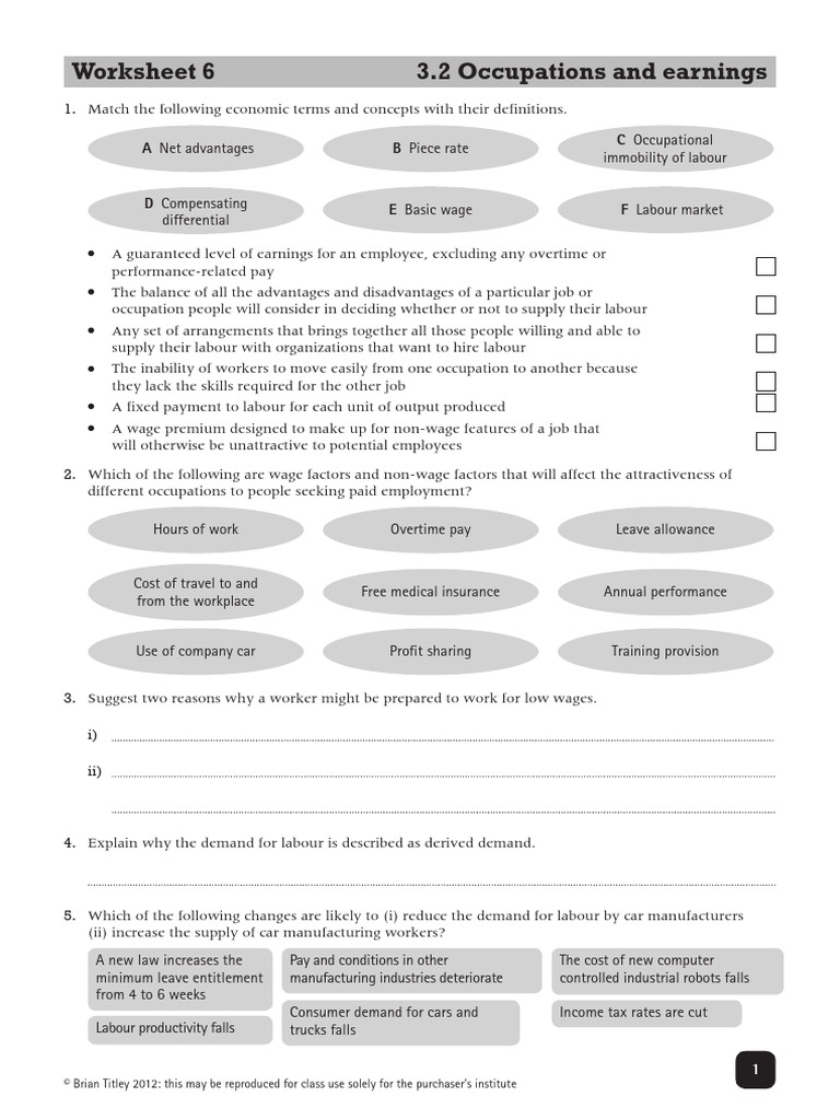igcse economics factor payments labour economics wage