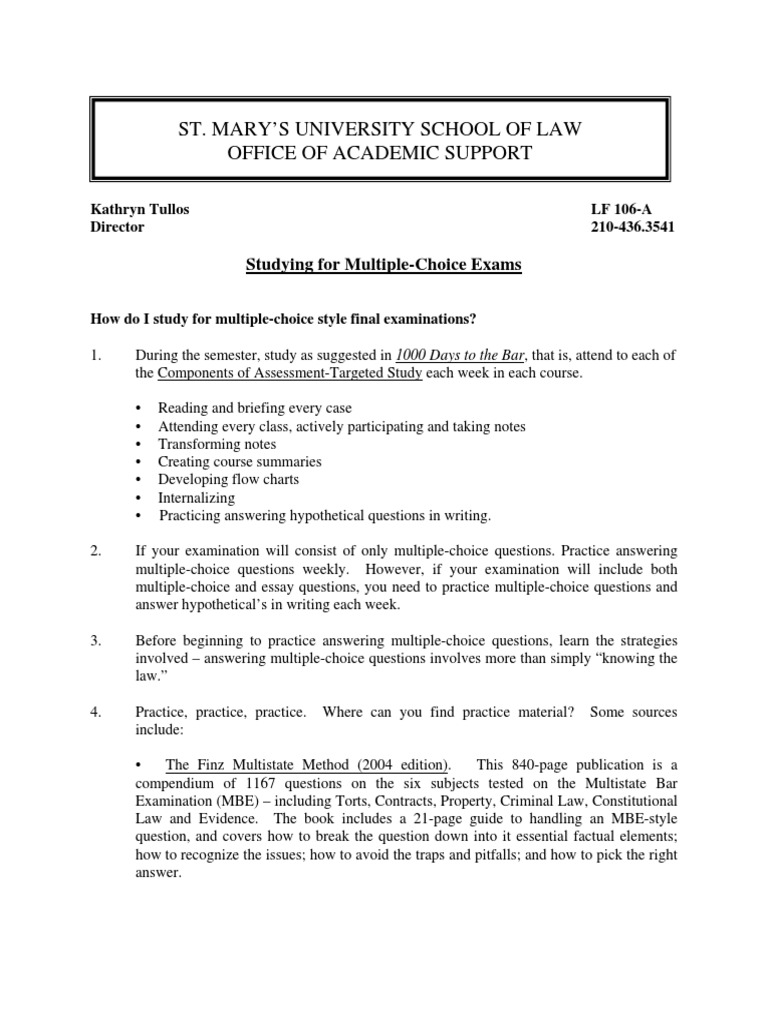 Study Strategies for Multiple-Choice Exams | PDF | Multiple Choice ...