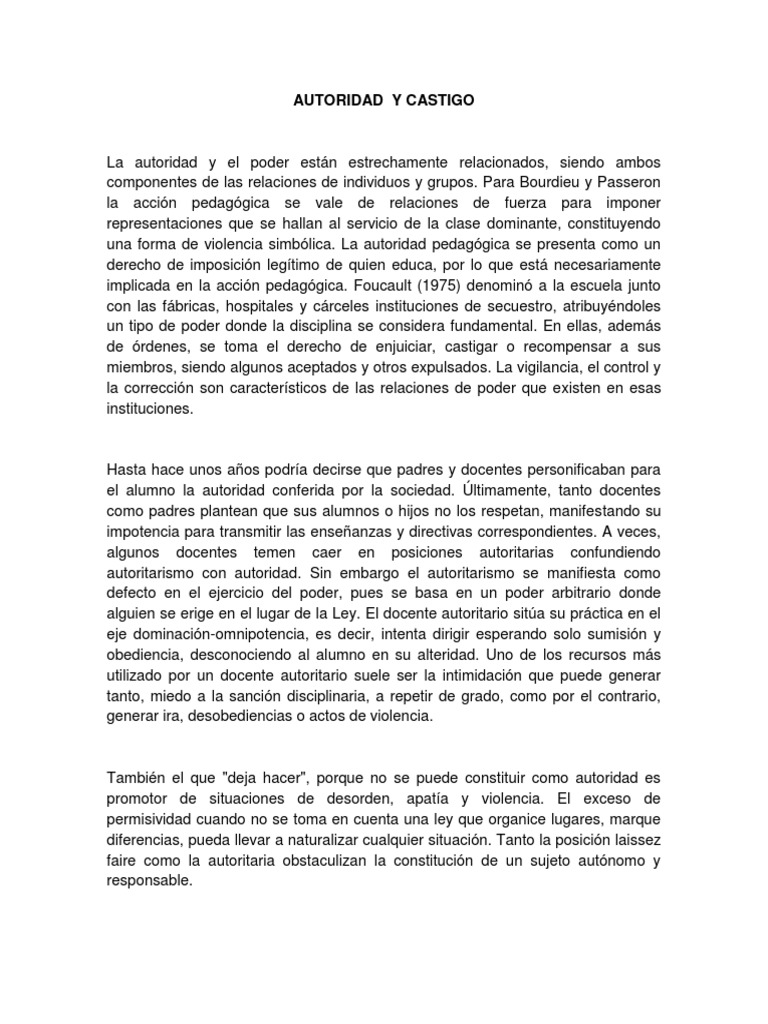 La autoridad pedagógica y el ejercicio del poder en la educación | PDF ...