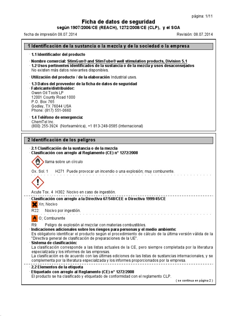 Ficha Tecnica Perclorato de Potasio Ácido clorhídrico Guante